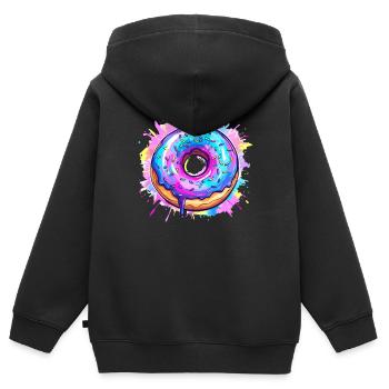Bunte Donut Explosion - Kinder Premium Organic Zip Hoodie - Schwarz - Hinten - AI Model Kid Male (0cm)