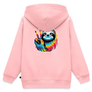 Sloth Peace Hippie Batik Style - Kids Premium Organic Zip-up Hoodie - rose - Back - AI Model Kid Female (0cm)