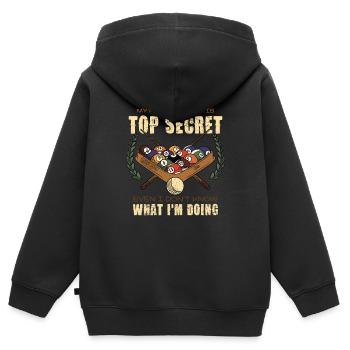Poolstrategie Geheimnisvolles Billardspiel - Kinder Premium Organic Zip Hoodie - Schwarz - Hinten - AI Model Kid Male (0cm)