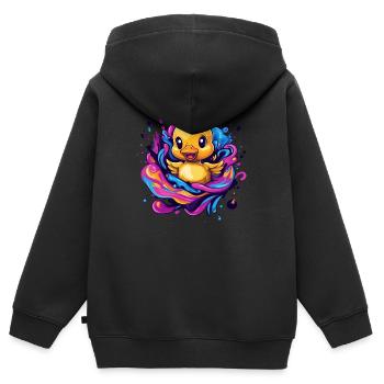Quietschende Badeente Splash - Kinder Premium Organic Zip Hoodie - Schwarz - Hinten - AI Model Kid Male (0cm)