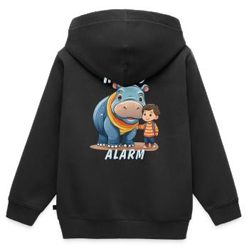 CHIDREN HIPPO ALARM - Kinder Premium Organic Zip Hoodie - Schwarz - Hinten - AI Model Kid Male (0cm)