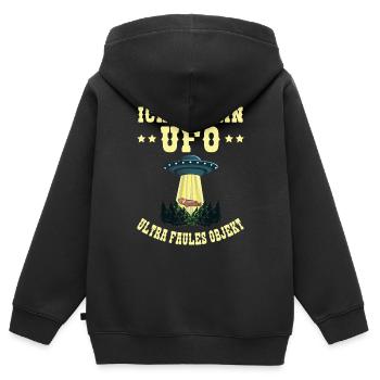 Ich Bin Ein UFO Ultra Faules Objekt Faultier Alien - Kinder Premium Organic Zip Hoodie - Schwarz - Hinten - AI Model Kid Male (0cm)