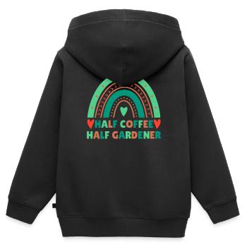 Coffee Gardener Saying Design - Kids Premium Organic Zip-up Hoodie - black - Back - AI Model Kid Male (0cm)