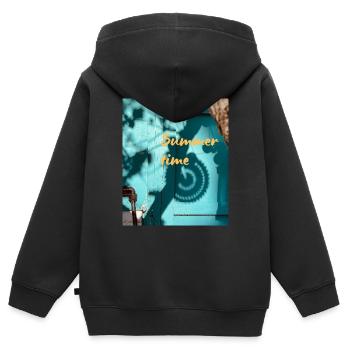 Été - Sweat Premium à capuche zippé enfant bio - noir - Dos - AI Model Kid Male (0cm)