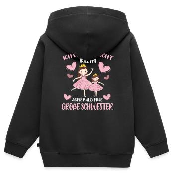Vielleicht klein aber bald Große Schwester - Kinder Premium Organic Zip Hoodie - Schwarz - Hinten - AI Model Kid Male (0cm)
