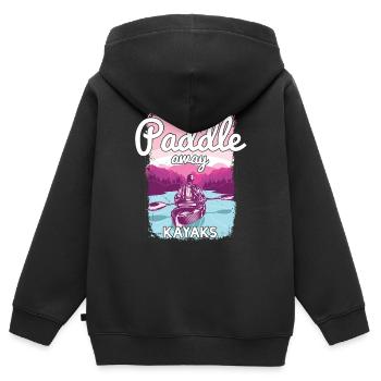 Kajakfahren - Kinder Premium Organic Zip Hoodie - Schwarz - Hinten - AI Model Kid Male (0cm)