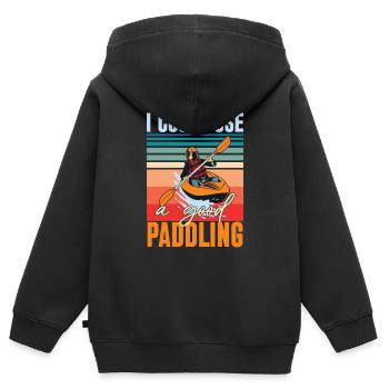 Kajakfahren - Kinder Premium Organic Zip Hoodie - Schwarz - Hinten - AI Model Kid Male (0cm)
