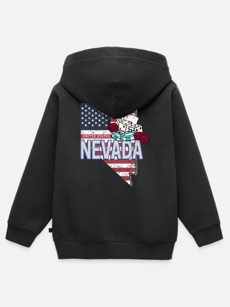 Nevada Vereinigte Staaten Retro Vintage Souvenir - Premium børne zip-hættetrøje økologisk - sort