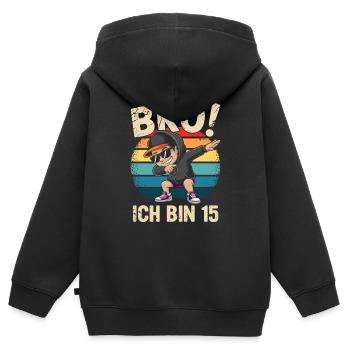 15. Geburtstag Junge Mädchen 15 Jahre 2010 Lustig - Kinder Premium Organic Zip Hoodie - Schwarz - Hinten - AI Model Kid Male (0cm)