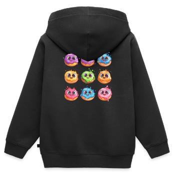 Bunte Donut Freunde - Kinder Premium Organic Zip Hoodie - Schwarz - Hinten - AI Model Kid Male (0cm)