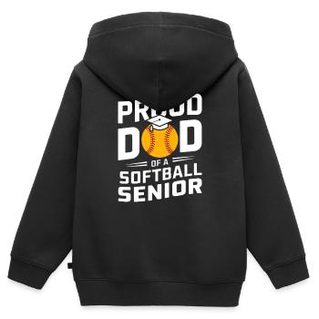 Fier diplômé de l’école secondaire Softball Dad - Sweat Premium à capuche zippé enfant bio - noir - Dos - AI Model Kid Male (0cm)