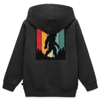 Bigfoot Rétro Forêt Vintage - Sweat Premium à capuche zippé enfant bio - noir - Dos - AI Model Kid Male (0cm)