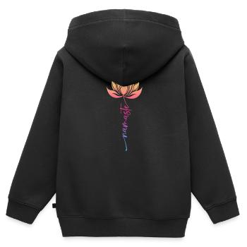 Flüstere Namaste anmutig und ehre das geteilte Licht - Kinder Premium Organic Zip Hoodie - Schwarz - Hinten - AI Model Kid Male (0cm)