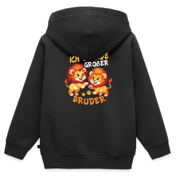 Nachwuchs Verkünden | Ich Werde Großer Bruder 2026 - Kinder Premium Organic Zip Hoodie - Schwarz - Hinten - AI Model Kid Male (0cm)