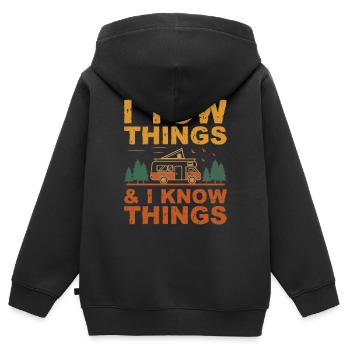 Ich schleppe Dinge ab und ich weiß Dinge Vatertag - Kinder Premium Organic Zip Hoodie - Schwarz - Hinten - AI Model Kid Male (0cm)