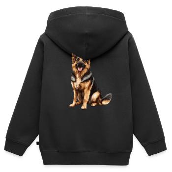 Berger allemand - Sweat Premium à capuche zippé enfant bio - noir - Dos - AI Model Kid Male (0cm)