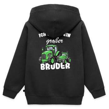 Nachwuchs Verkünden | Ich Werde Großer Bruder 2026 - Kinder Premium Organic Zip Hoodie - Schwarz - Hinten - AI Model Kid Male (0cm)