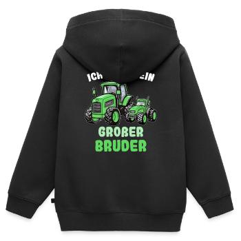 Nachwuchs Verkünden | Ich Werde Großer Bruder 2026 - Kinder Premium Organic Zip Hoodie - Schwarz - Hinten - AI Model Kid Male (0cm)