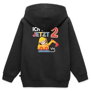 Ich bin jetzt 2 Bagger Bär 2. Geburtstag - Kinder Premium Organic Zip Hoodie - Schwarz - Hinten - AI Model Kid Male (0cm)