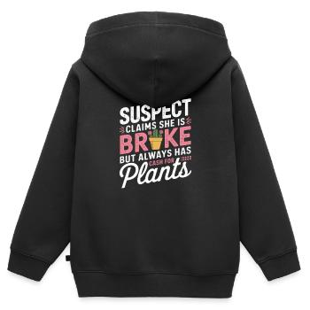 Un suspect prétend qu’elle est fauchée Cash for Plants - Sweat Premium à capuche zippé enfant bio - noir - Dos - AI Model Kid Male (0cm)