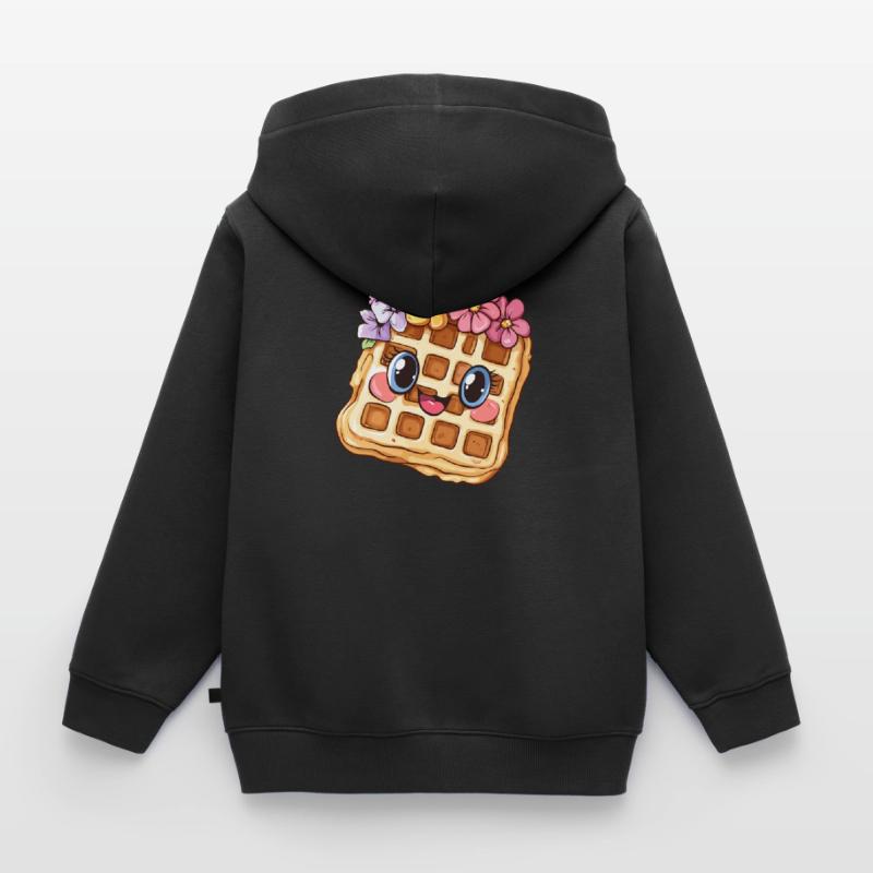 Gaufre aux fleurs Sweat Premium à capuche zippé enfant bio