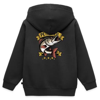 Petri Heil - Kinder Premium Organic Zip Hoodie - Schwarz - Hinten - AI Model Kid Male (0cm)