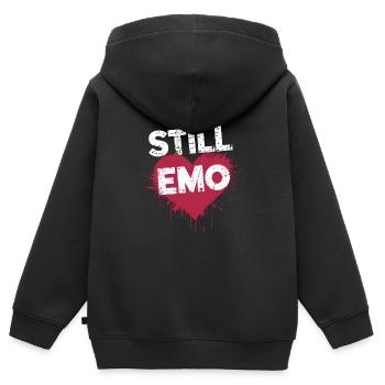 Toujours Emo ! Emo Goth Alternative - Sweat Premium à capuche zippé enfant bio - noir - Dos - AI Model Kid Male (0cm)