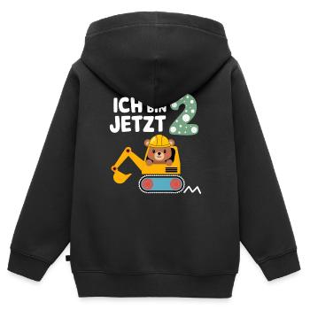 Ich bin jetzt 2 Bagger Bär 2. Geburtstag - Kinder Premium Organic Zip Hoodie - Schwarz - Hinten - AI Model Kid Male (0cm)