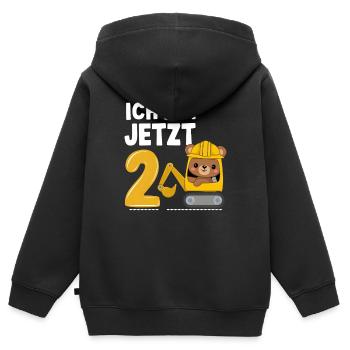 Ich bin jetzt 2 Bagger Bär 2. Geburtstag - Kinder Premium Organic Zip Hoodie - Schwarz - Hinten - AI Model Kid Male (0cm)