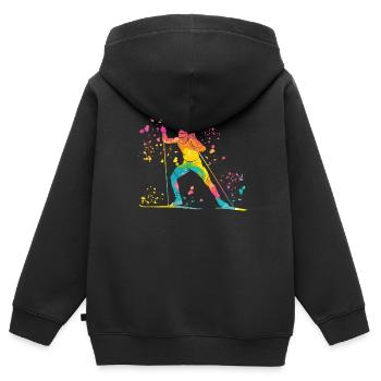 Biathlète Biathlon combiné nordique - Sweat Premium à capuche zippé enfant bio - noir - Dos - AI Model Kid Male (0cm)