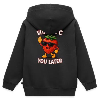 Lustige Erdbeere Vitamin C Obst Früchte - Kinder Premium Organic Zip Hoodie - Schwarz - Hinten - AI Model Kid Male (0cm)