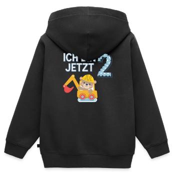 Ich bin jetzt 2 Bagger Bär 2. Geburtstag - Kinder Premium Organic Zip Hoodie - Schwarz - Hinten - AI Model Kid Male (0cm)