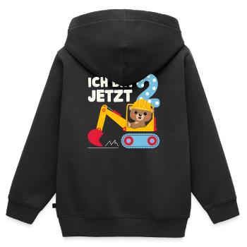 Ich bin jetzt 2 Bagger Bär 2. Geburtstag - Kinder Premium Organic Zip Hoodie - Schwarz - Hinten - AI Model Kid Male (0cm)