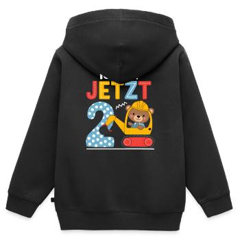 Ich bin jetzt 2 Bagger Bär 2. Geburtstag - Kinder Premium Organic Zip Hoodie - Schwarz - Hinten - AI Model Kid Male (0cm)