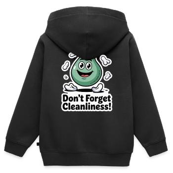 BOOGERS, VERGESSEN SIE NICHT DIE SAUBERKEIT - Kinder Premium Organic Zip Hoodie - Schwarz - Hinten - AI Model Kid Male (0cm)