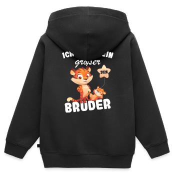 Annoncer la progéniture | Je vais être un grand frère en 2026 - Sweat Premium à capuche zippé enfant bio - noir - Dos - AI Model Kid Male (0cm)