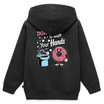 Donut : N’oubliez pas de vous laver les mains - Sweat Premium à capuche zippé enfant bio - noir - Dos - AI Model Kid Male (0cm)