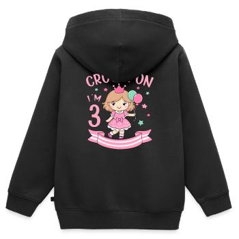 3rd Birthday Girl Princess Crown On I´m 3 Years - Kinder Premium Organic Zip Hoodie - Schwarz - Hinten - AI Model Kid Male (0cm)