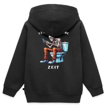 SMARTPHONE DE TOILETTE SQUELETTE - Sweat Premium à capuche zippé enfant bio - noir - Dos - AI Model Kid Male (0cm)