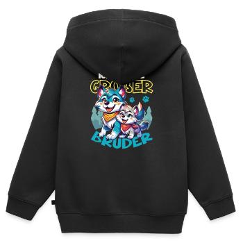 Annoncer la progéniture | Je vais être un grand frère en 2026 - Sweat Premium à capuche zippé enfant bio - noir - Dos - AI Model Kid Male (0cm)