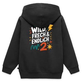 Wild, Frech & Endlich 2 Jahre 2. Geburtstag - Kinder Premium Organic Zip Hoodie - Schwarz - Hinten - AI Model Kid Male (0cm)