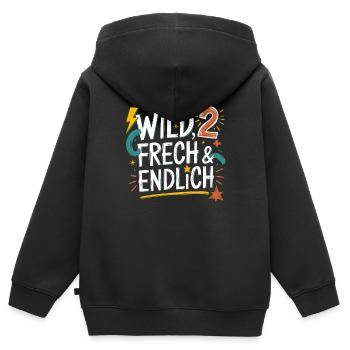 Wild, Frech & Endlich 2 Jahre 2. Geburtstag - Kinder Premium Organic Zip Hoodie - Schwarz - Hinten - AI Model Kid Male (0cm)