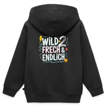 Wild, Frech & Endlich 2 Jahre 2. Geburtstag - Kinder Premium Organic Zip Hoodie - Schwarz - Hinten - AI Model Kid Male (0cm)