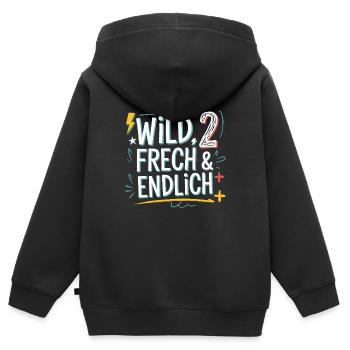 Wild, Frech & Endlich 2 Jahre 2. Geburtstag - Kinder Premium Organic Zip Hoodie - Schwarz - Hinten - AI Model Kid Male (0cm)