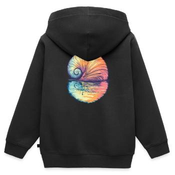 Muschel im Sonnenuntergang - Kinder Premium Organic Zip Hoodie - Schwarz - Hinten - AI Model Kid Male (0cm)