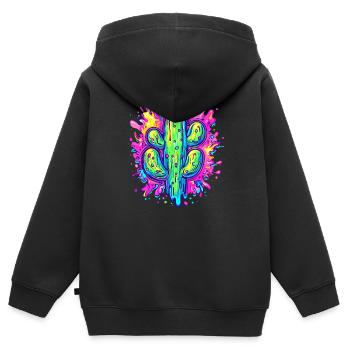 Farbenfrohe Kaktus Kunst - Kinder Premium Organic Zip Hoodie - Schwarz - Hinten - AI Model Kid Male (0cm)