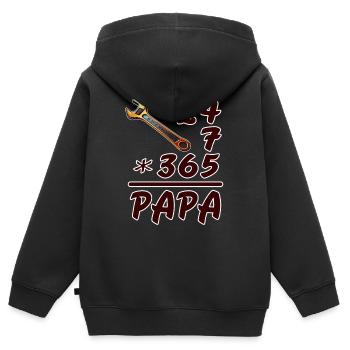 24-7-365 PAPA - Kinder Premium Organic Zip Hoodie - Schwarz - Hinten - AI Model Kid Male (0cm)