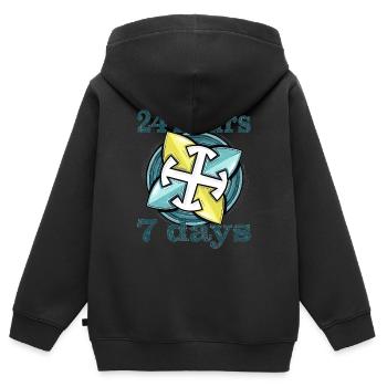 24 hours 7 days - Kids Premium Organic Zip-up Hoodie - black - Back - AI Model Kid Male (0cm)