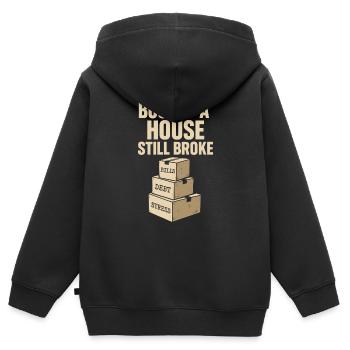 Erster Hauskäufer Geschenk Neuhause-besitzer Humor - Kinder Premium Organic Zip Hoodie - Schwarz - Hinten - AI Model Kid Male (0cm)