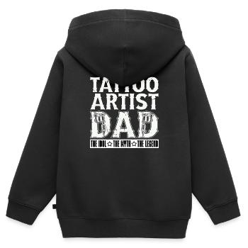 Tatoueur Papa L’Idole Le Mythe Arts du tatouage - Sweat Premium à capuche zippé enfant bio - noir - Dos - AI Model Kid Male (0cm)